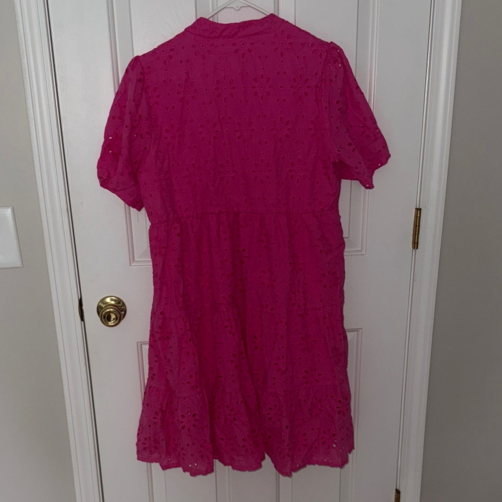 Boho Pink Eyelet Midi Dress - Picture 6 of 6